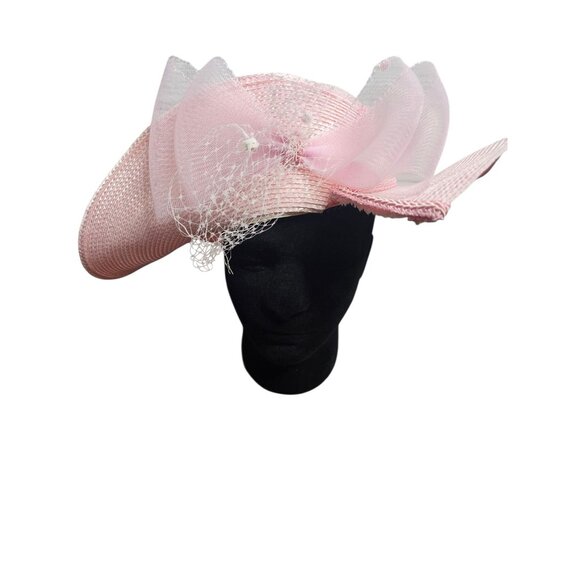 Vintage Pastel Pink Derby Church Hat Tulle - Picture 1 of 16